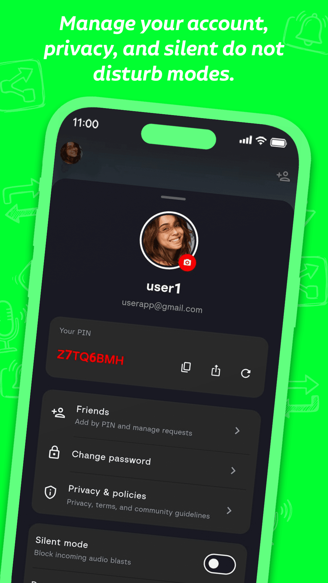Account, privacy, and silent mode