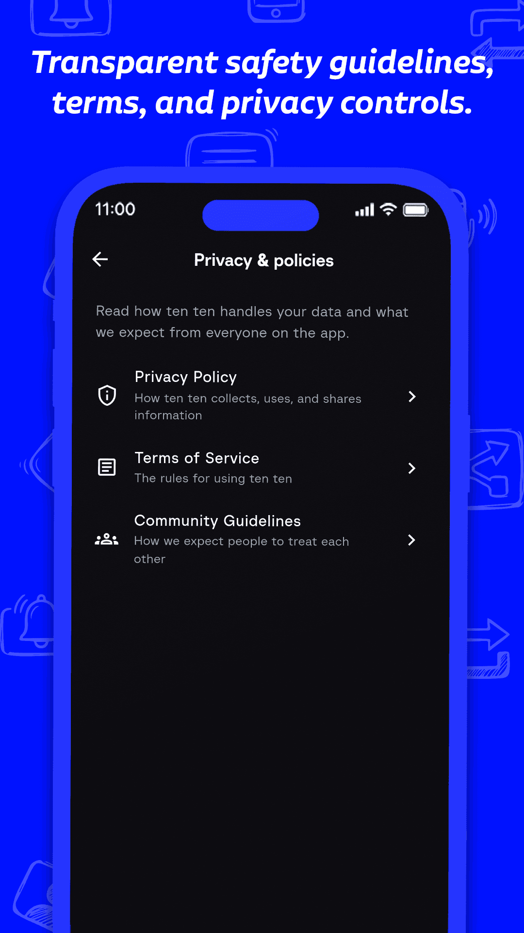 Safety guidelines and privacy controls